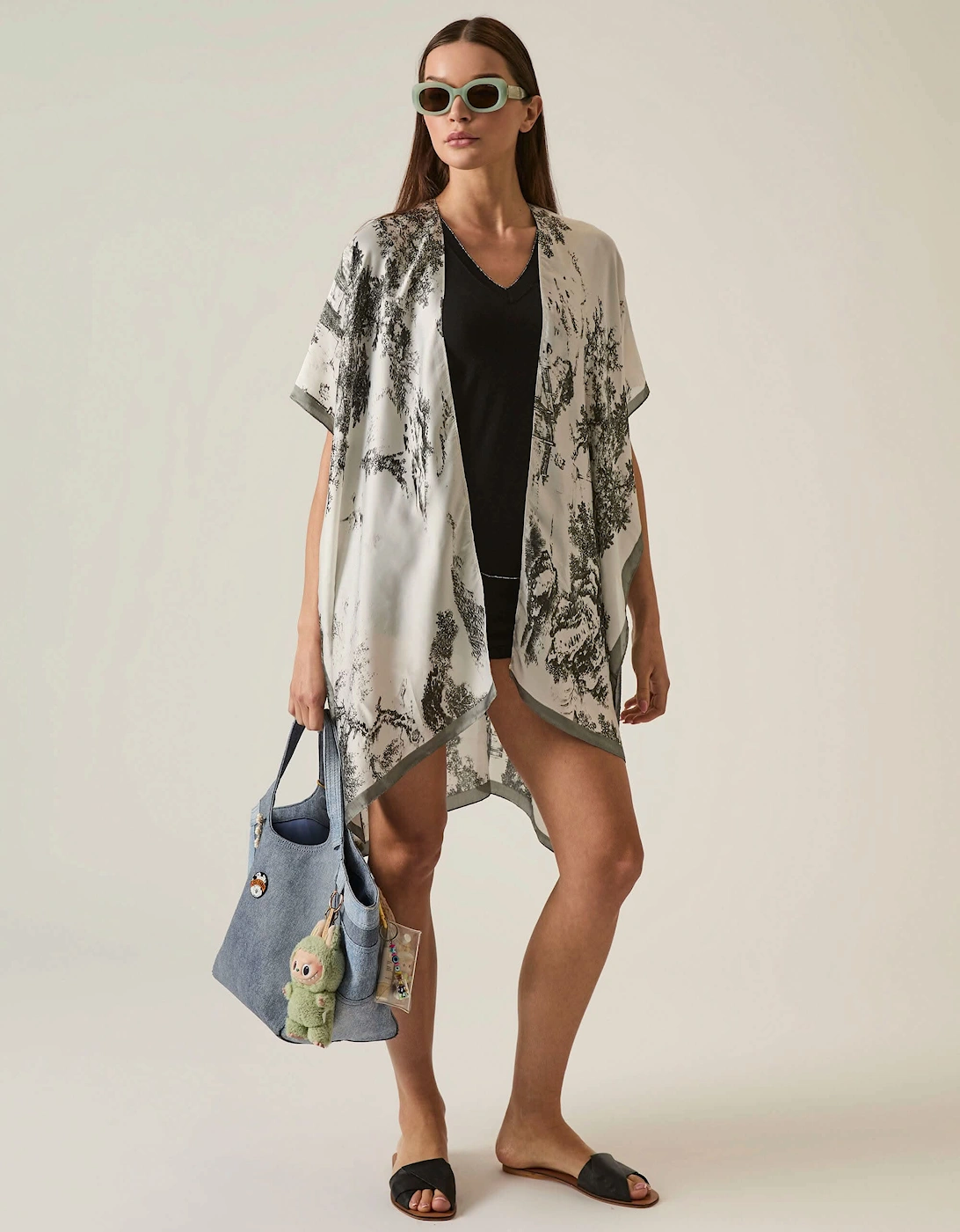 Marble Print Black-White Kaftan - VIP