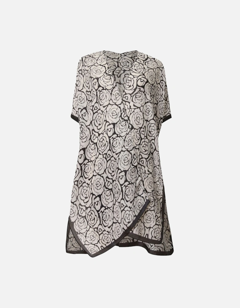 Abstract Black-White Rose Kaftan