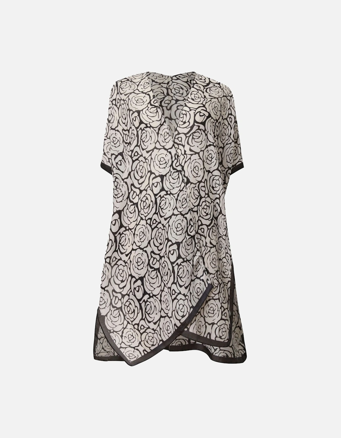 Abstract Black-White Rose Kaftan