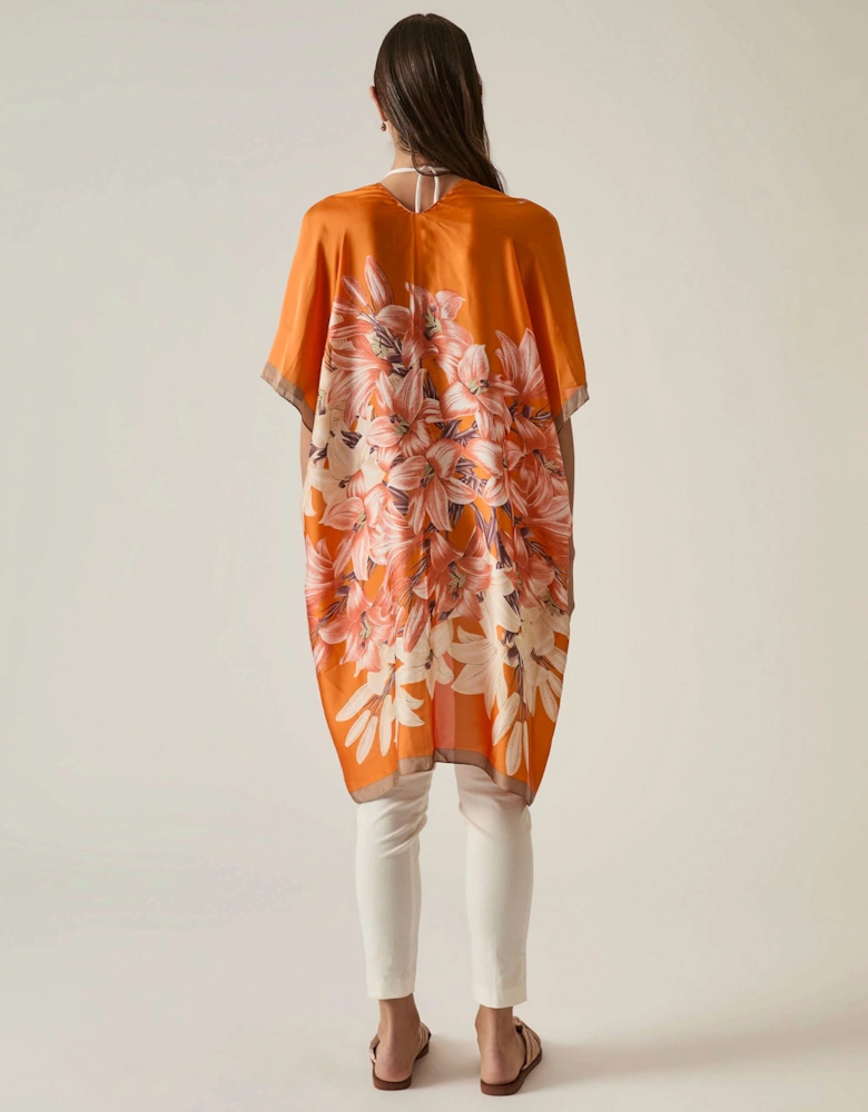 Orange Flower Print Kaftan - VIP