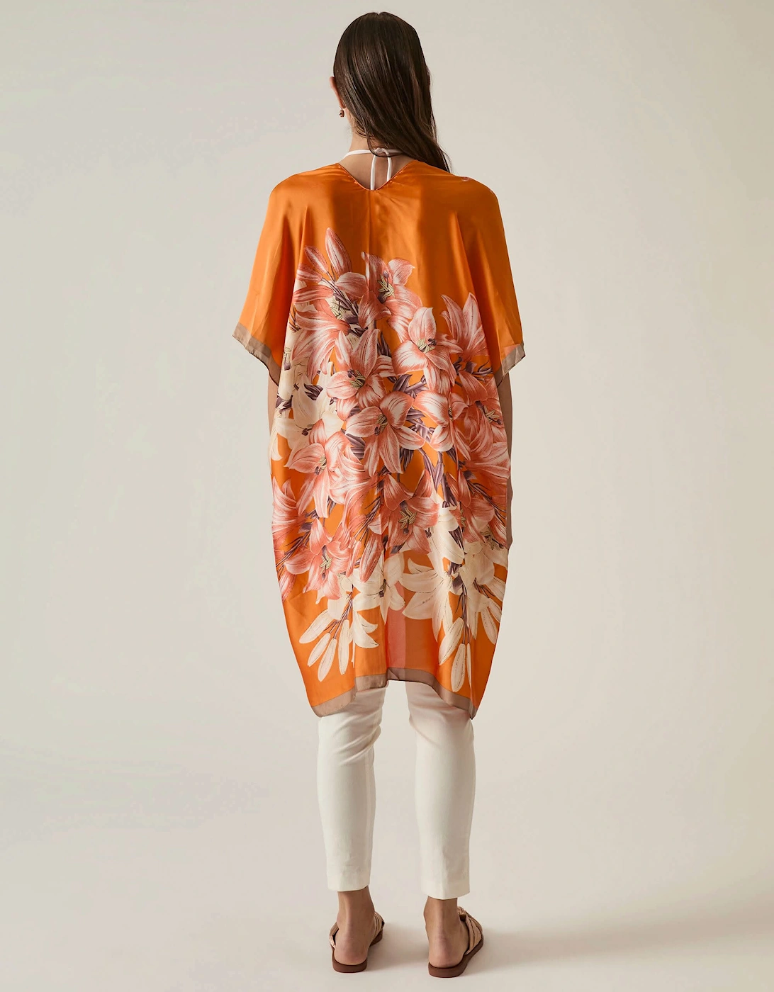 Orange Flower Print Kaftan - VIP