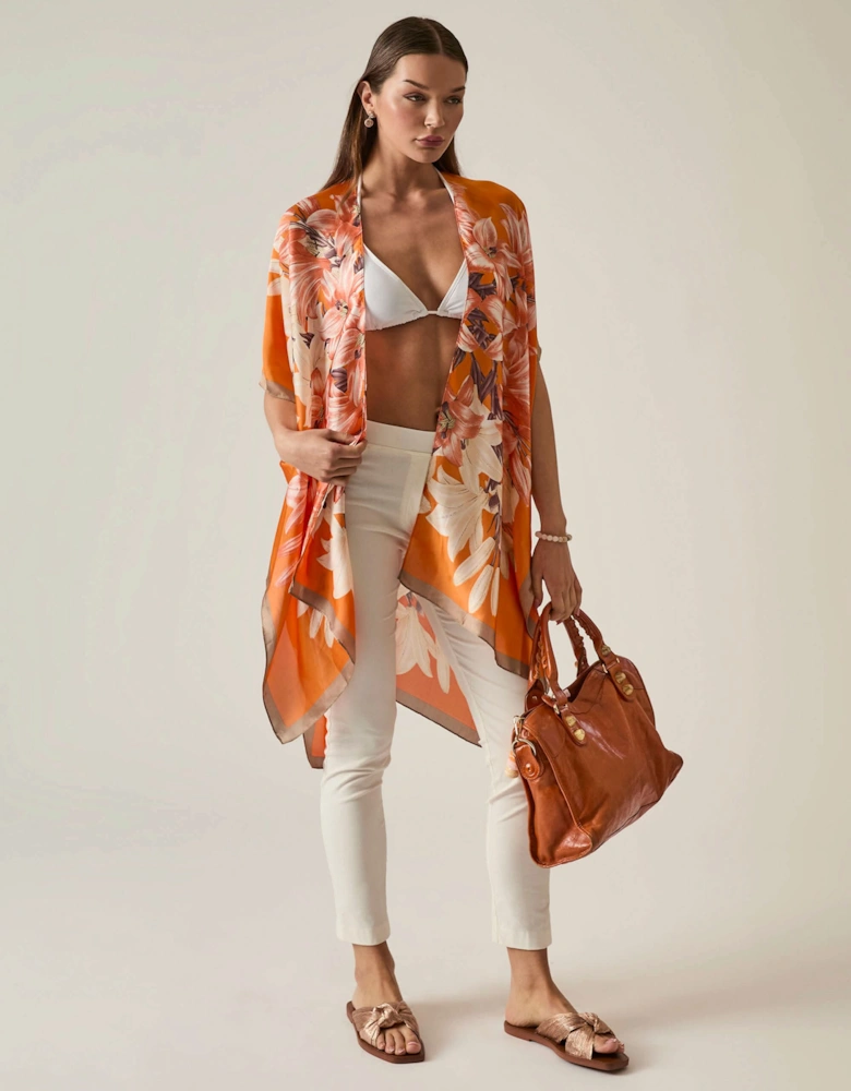 Orange Flower Print Kaftan - VIP