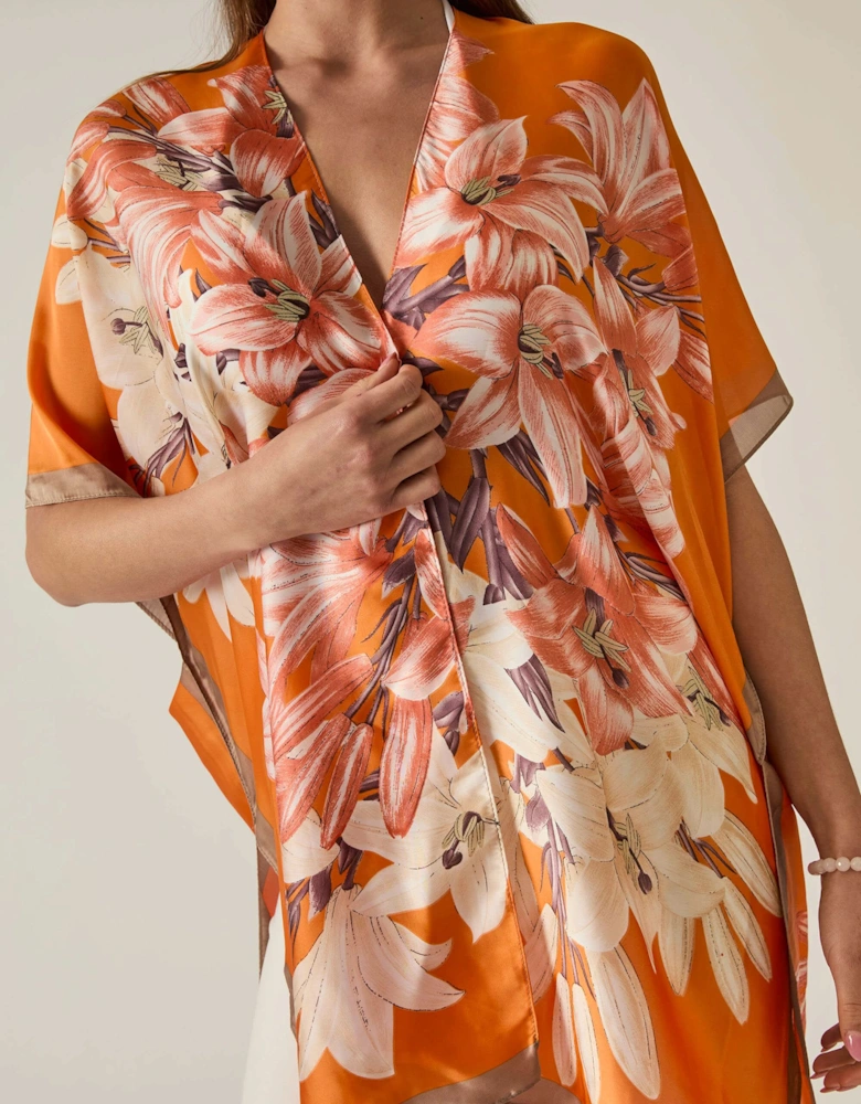 Orange Flower Print Kaftan - VIP