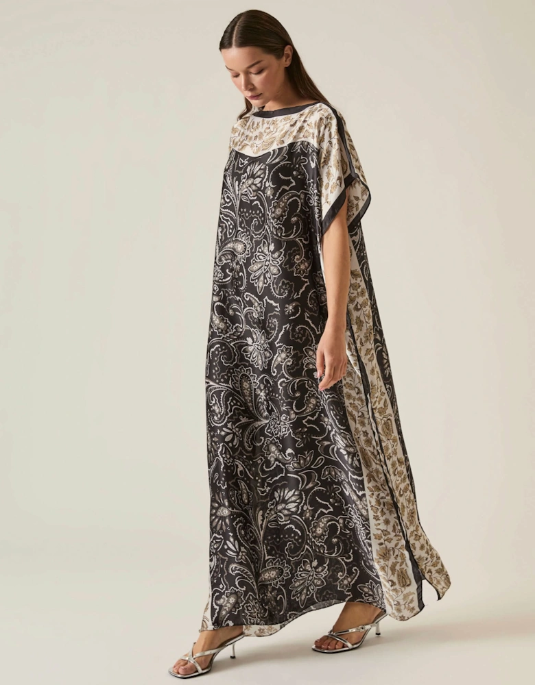 Floral Paisley Maxi Black Kaftan - VIP