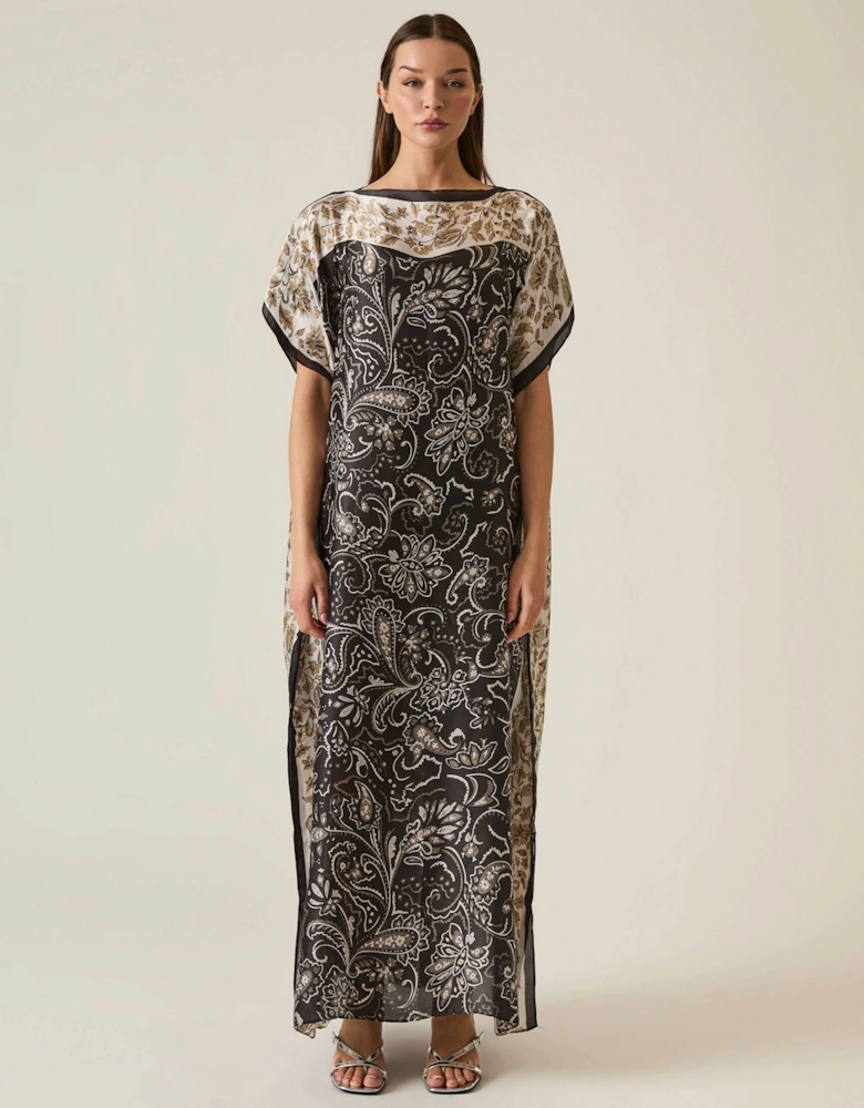 Floral Paisley Maxi Black Kaftan - VIP