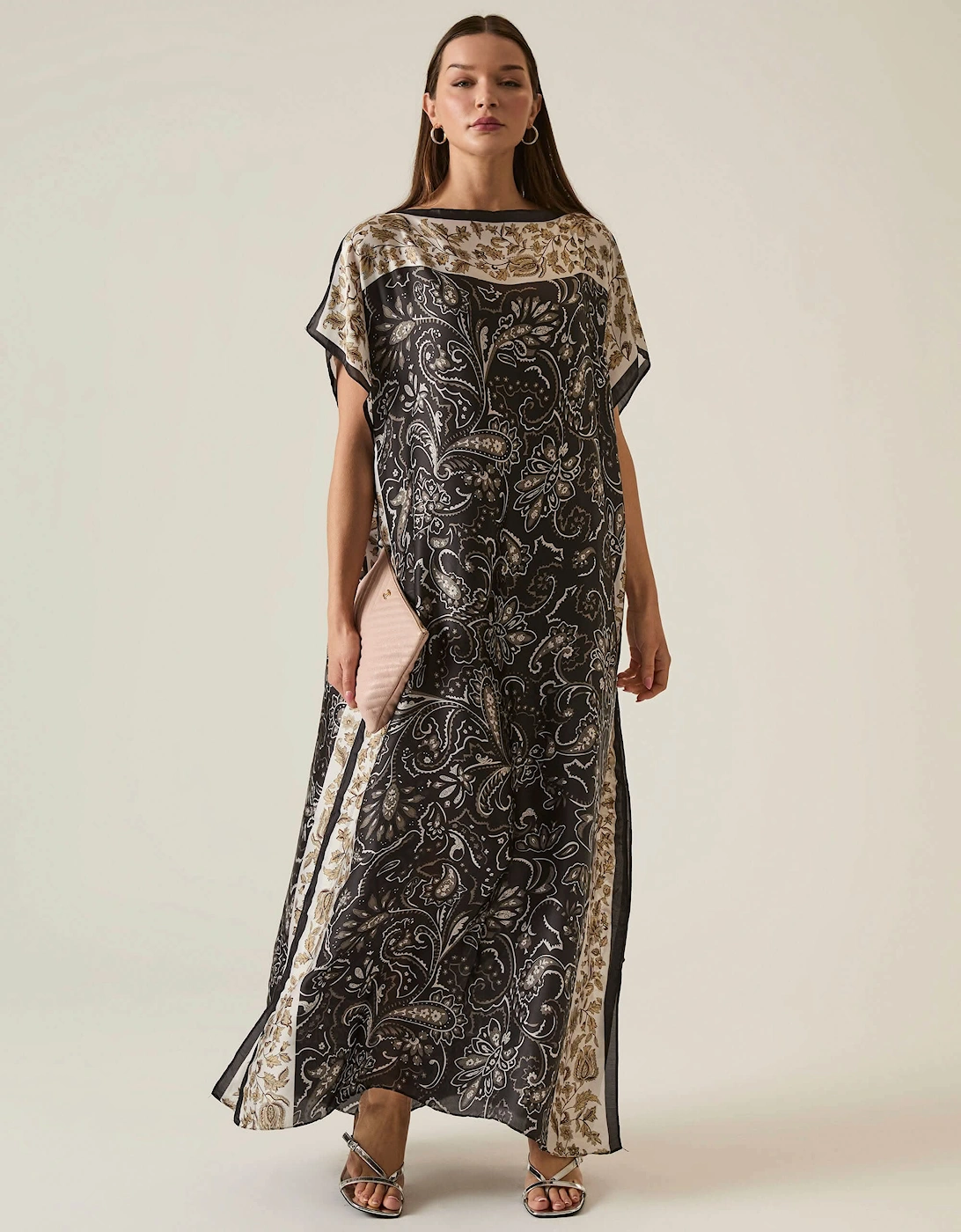 Floral Paisley Maxi Black Kaftan - VIP