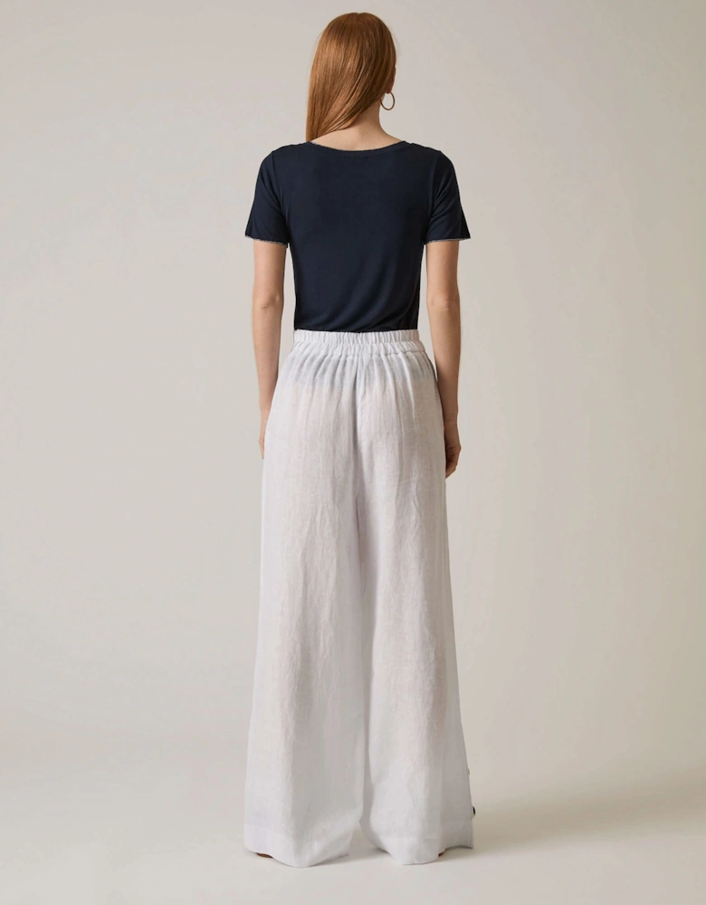 White Linen Button Trousers - VIP