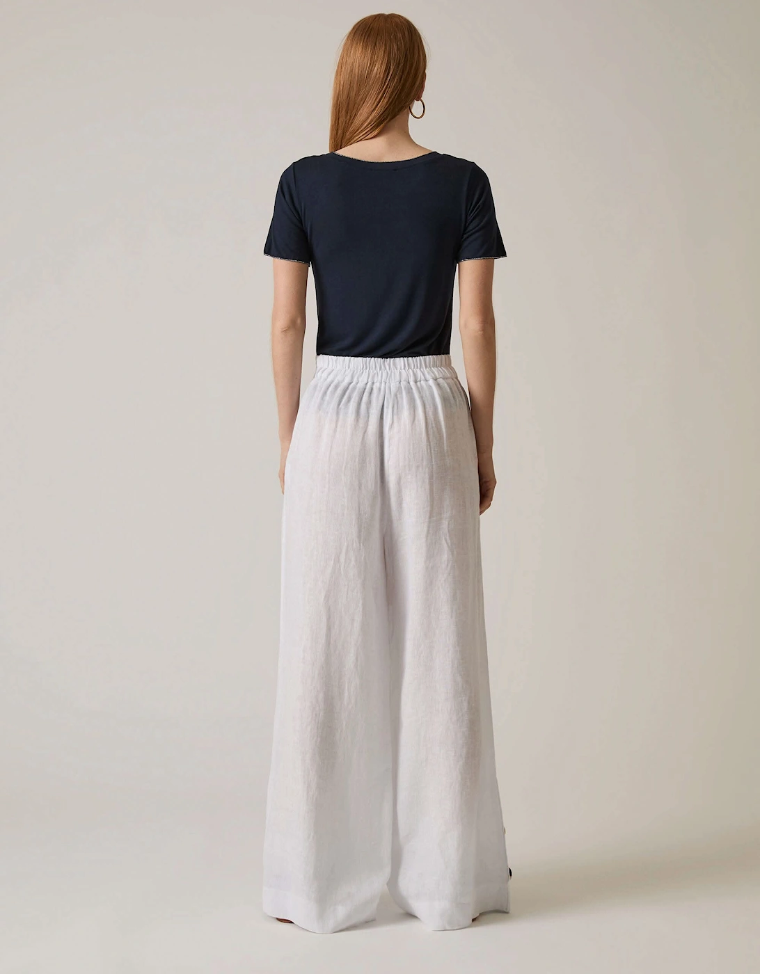 White Linen Button Trousers - VIP