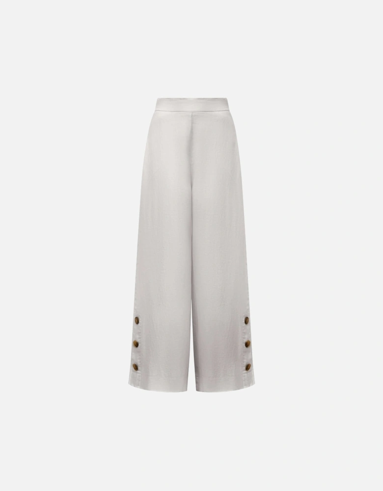 White Linen Button Trousers - VIP