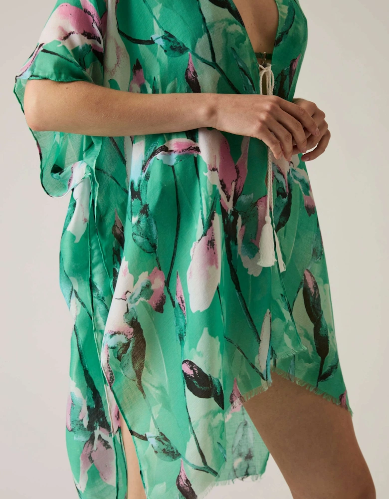 Floral Print Green Kaftan - VIP