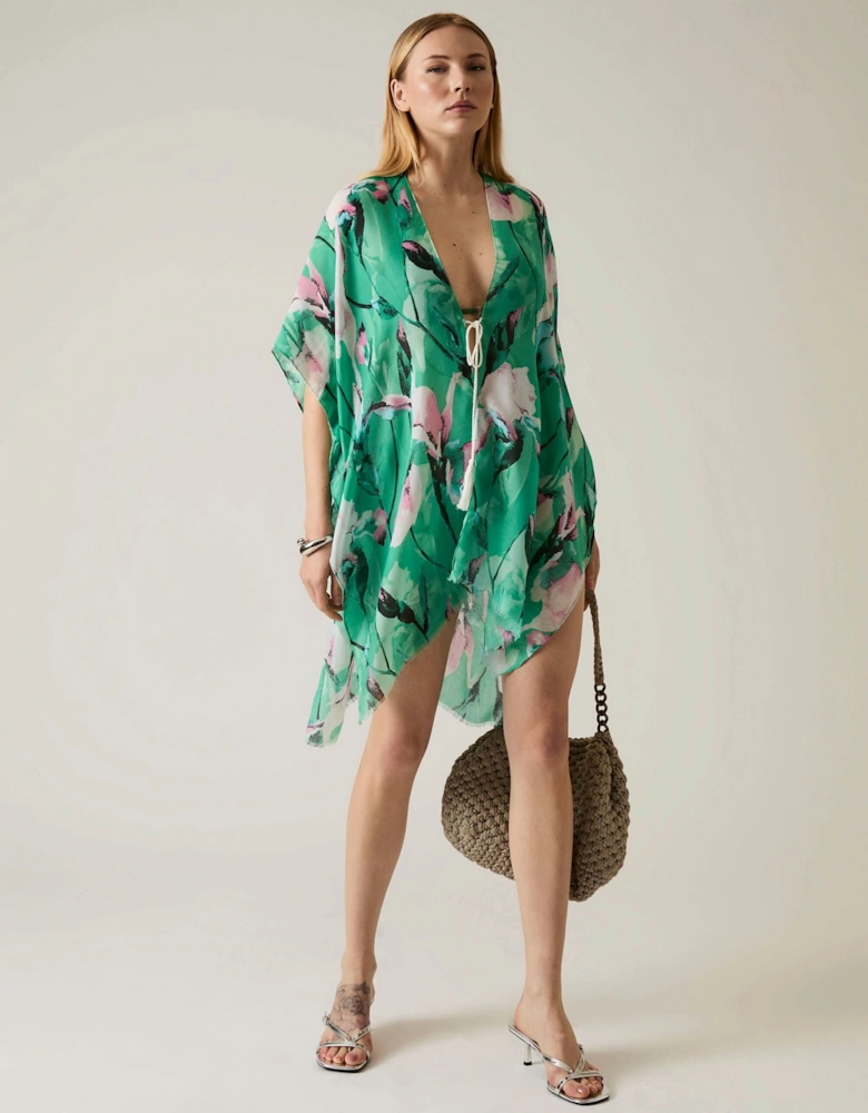 Floral Print Green Kaftan - VIP