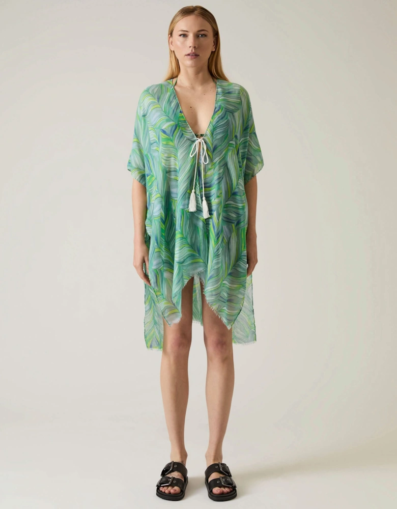 Abstract Print Green Kaftan
