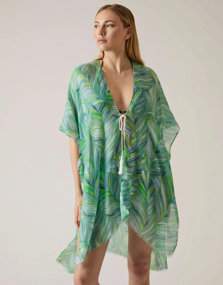 Abstract Print Green Kaftan