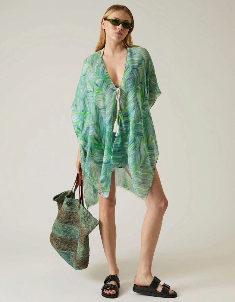 Abstract Print Green Kaftan