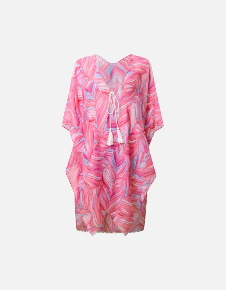 Abstract Print Pink Kaftan