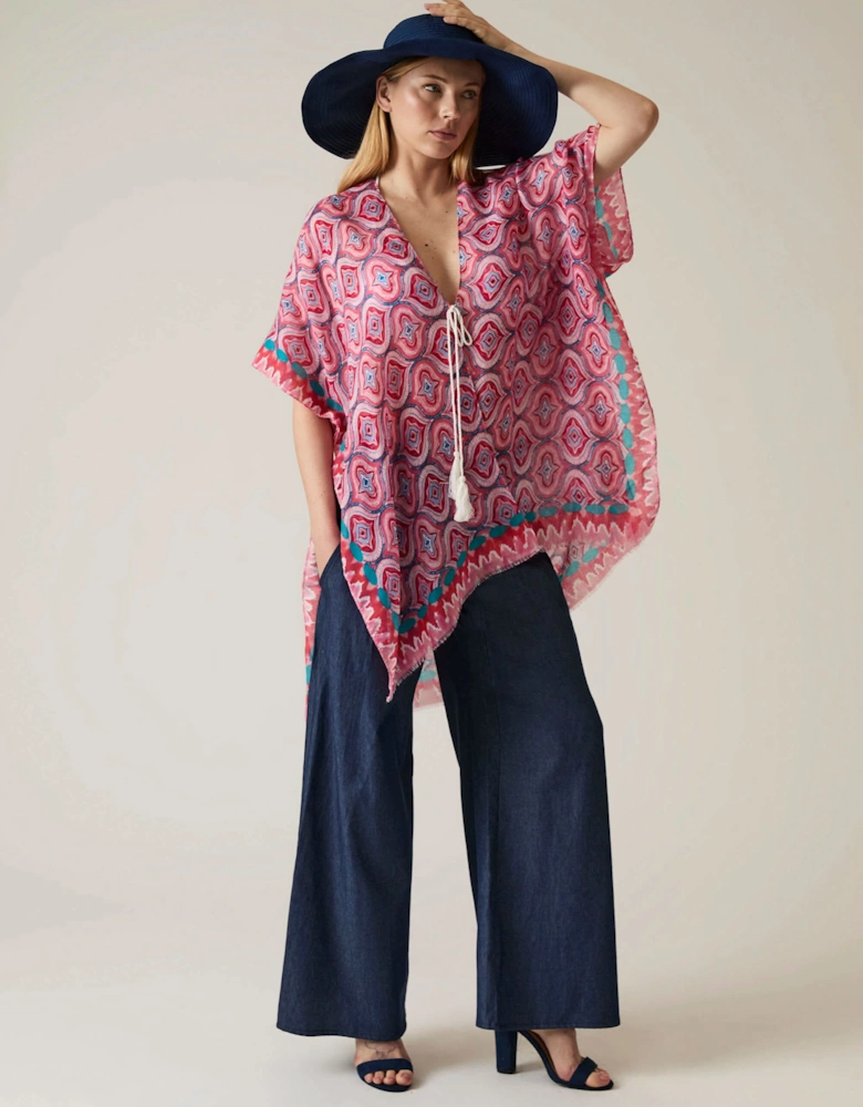 Geometric Print Red Kaftan - VIP