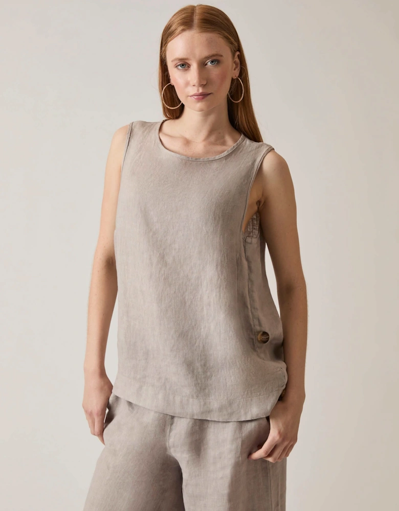 Taupe Linen Button Top - VIP