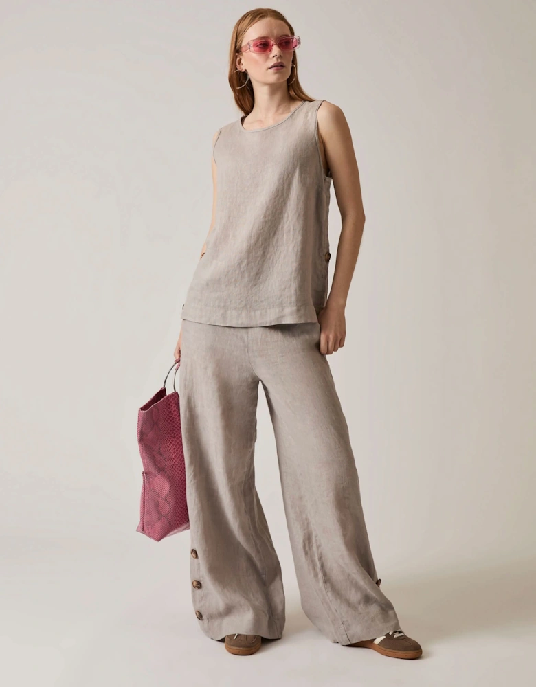 Taupe Linen Button Top - VIP