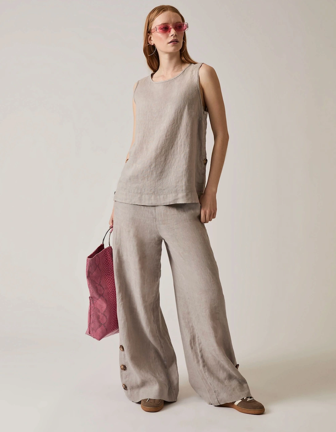 Taupe Linen Button Top - VIP