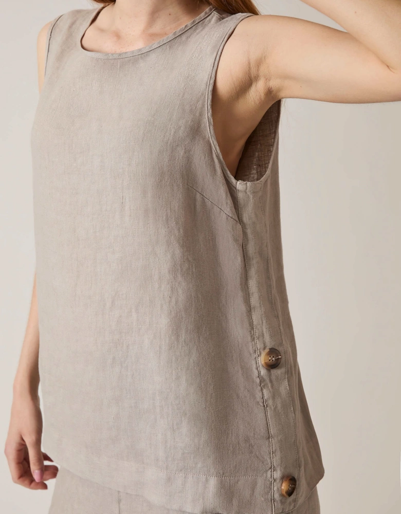Taupe Linen Button Top - VIP