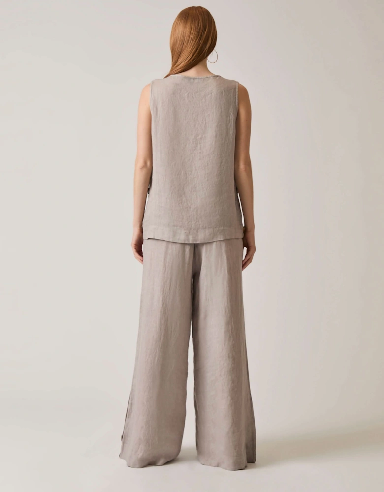 Taupe Linen Button Top - VIP