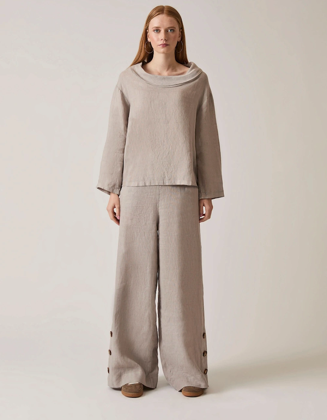 Cowl Neck Linen Taupe Top - VIP, 8 of 7