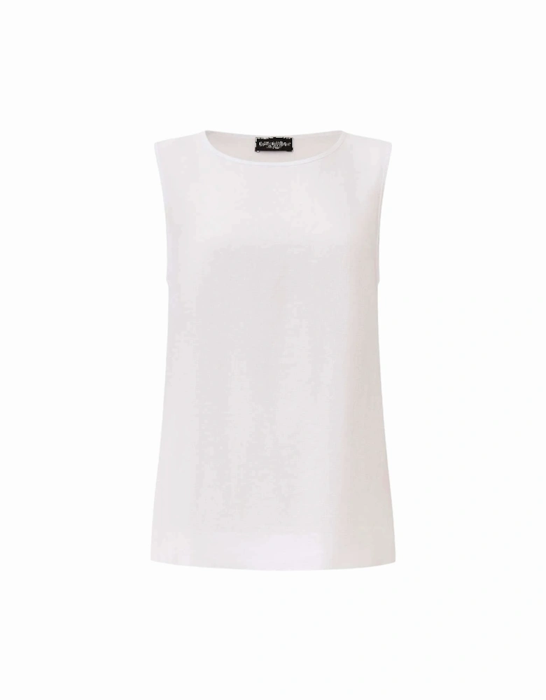 White Linen Button Top