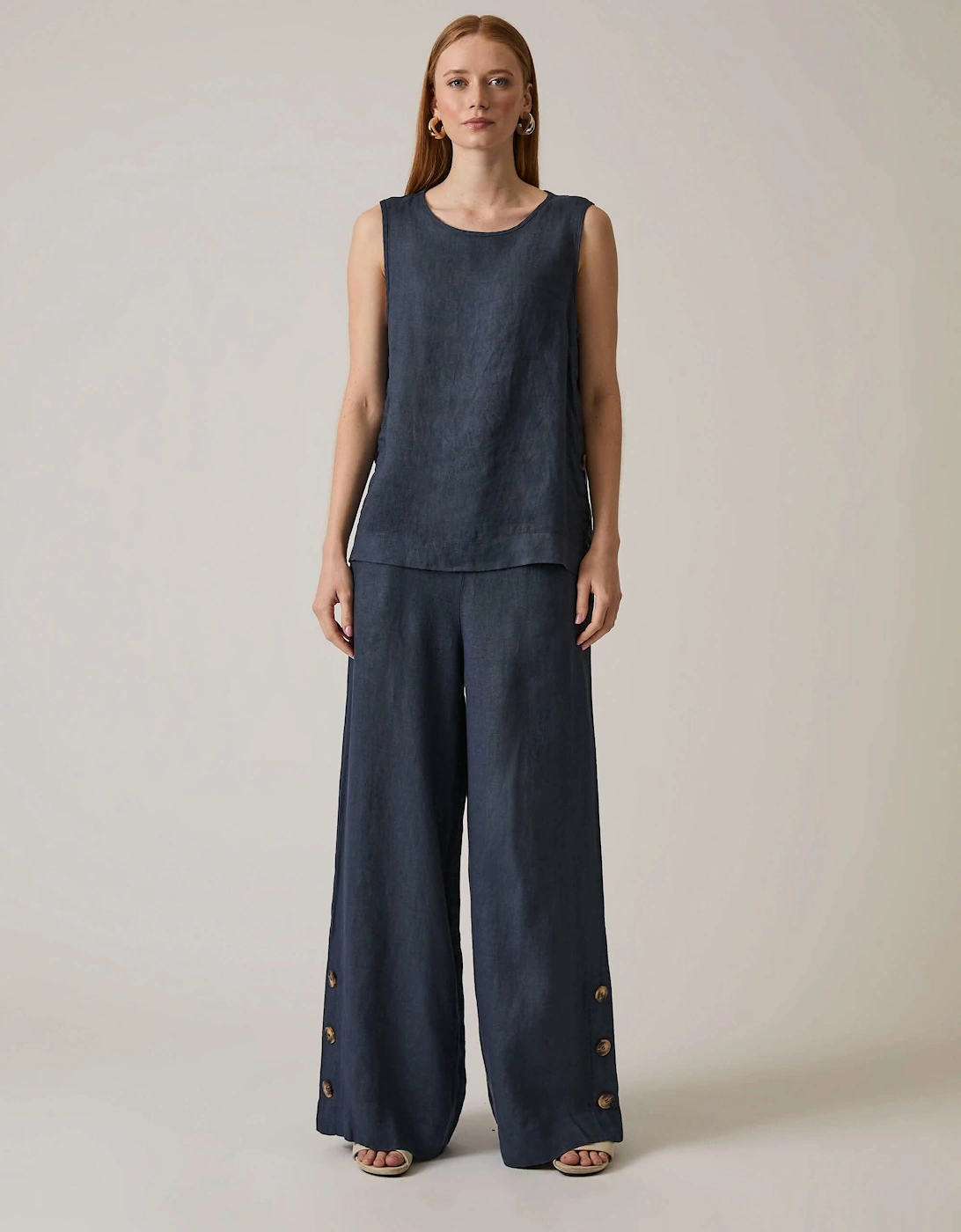 Navy Linen Button Top - VIP, 7 of 6