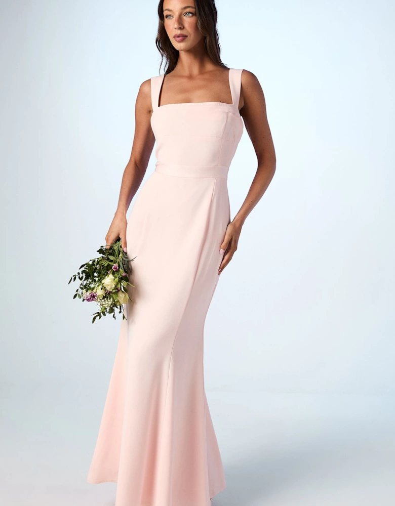 Strappy Satin Bridesmaid Dress With Tie Back Detail