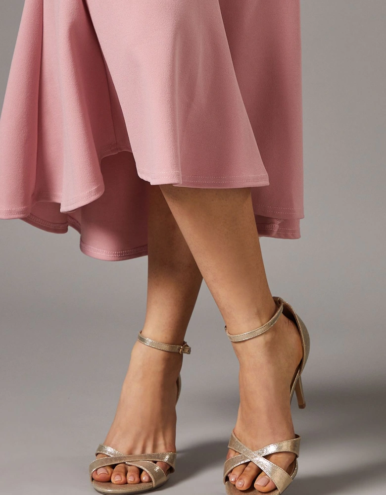 Cadenza Metallic Textile Cross Strap High Stiletto Heel Sandals