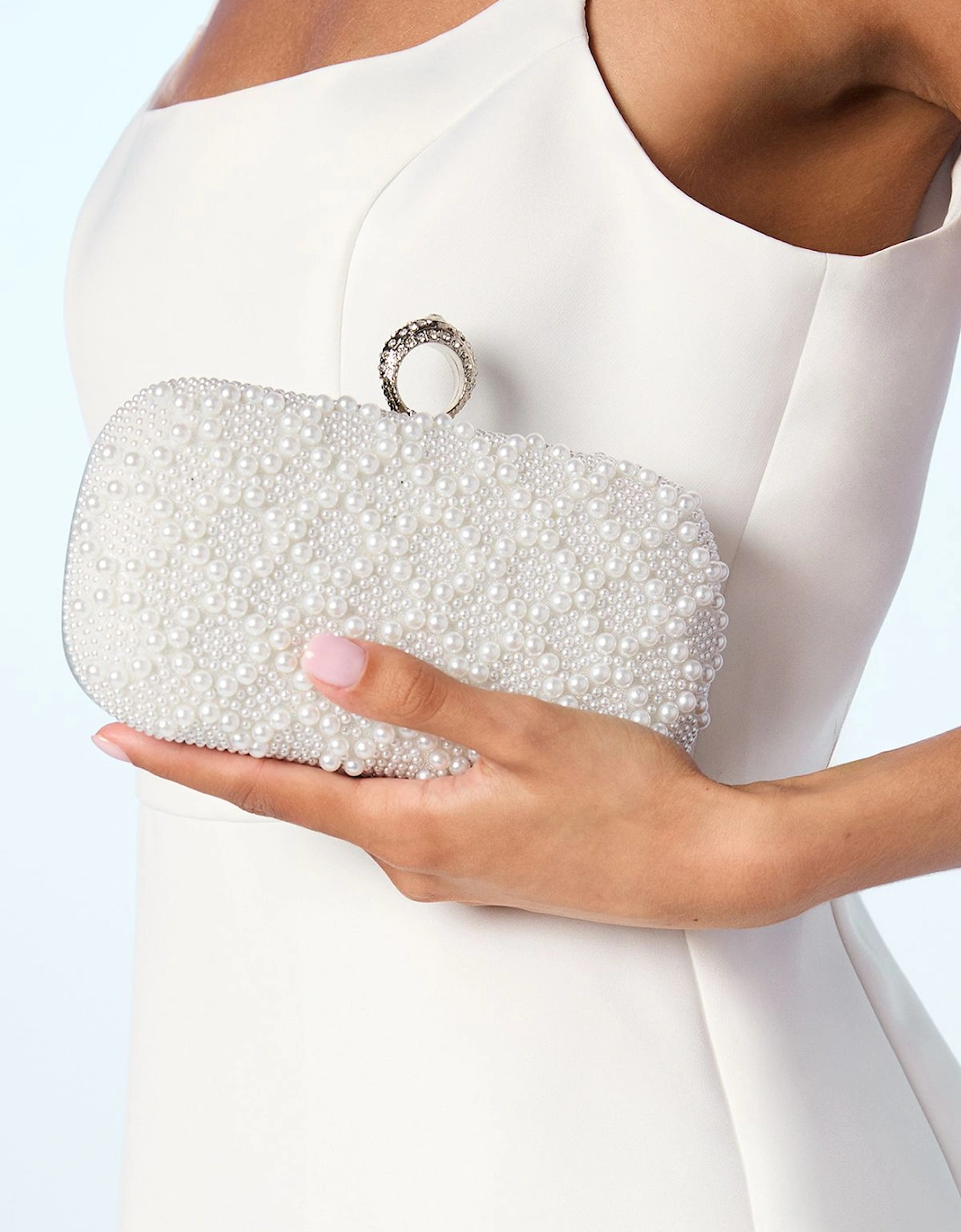 Bridal Pearl Detail Clutch Bag With Ring Clasp, 2 of 1