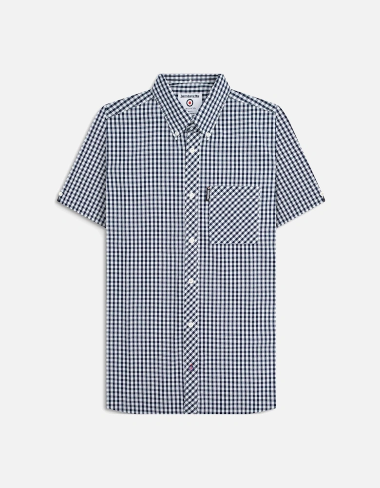 Mens Gingham Shirt Short Sleeve Shirt