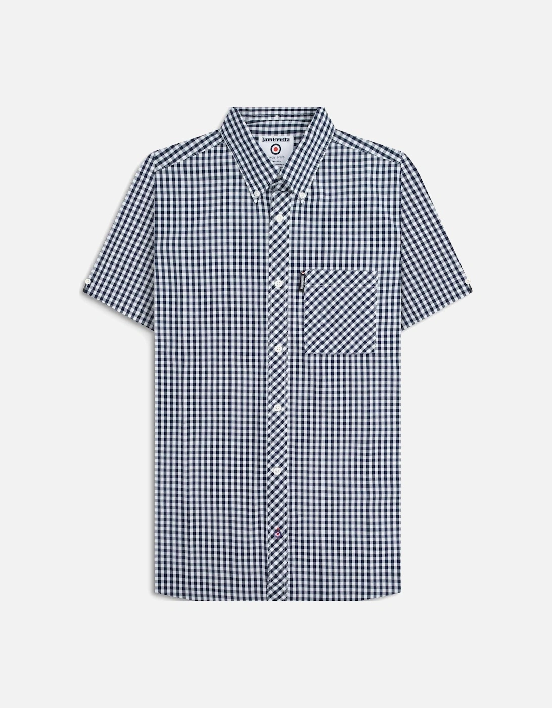 Mens Gingham Shirt Short Sleeve Shirt, 2 of 1