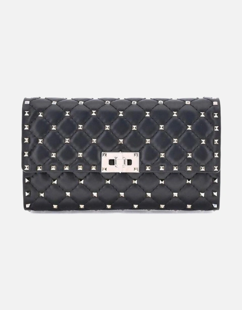 Rockstud Spike Quilted Shoulder Bag with Studs Women - Black