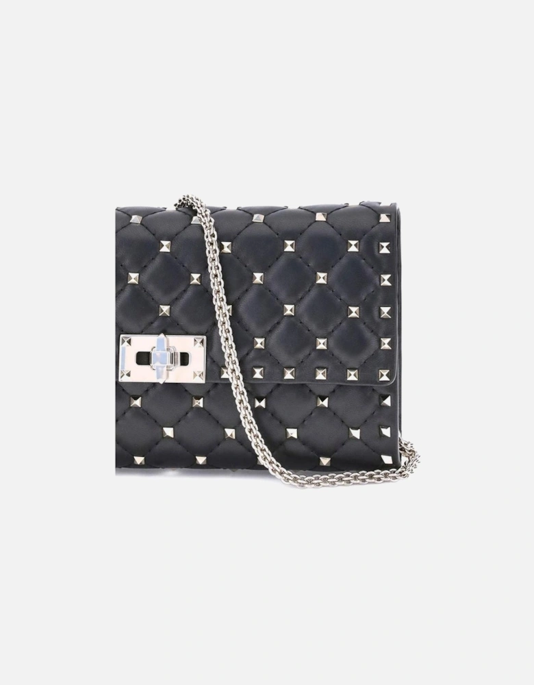 Rockstud Spike Quilted Shoulder Bag with Studs Women - Black