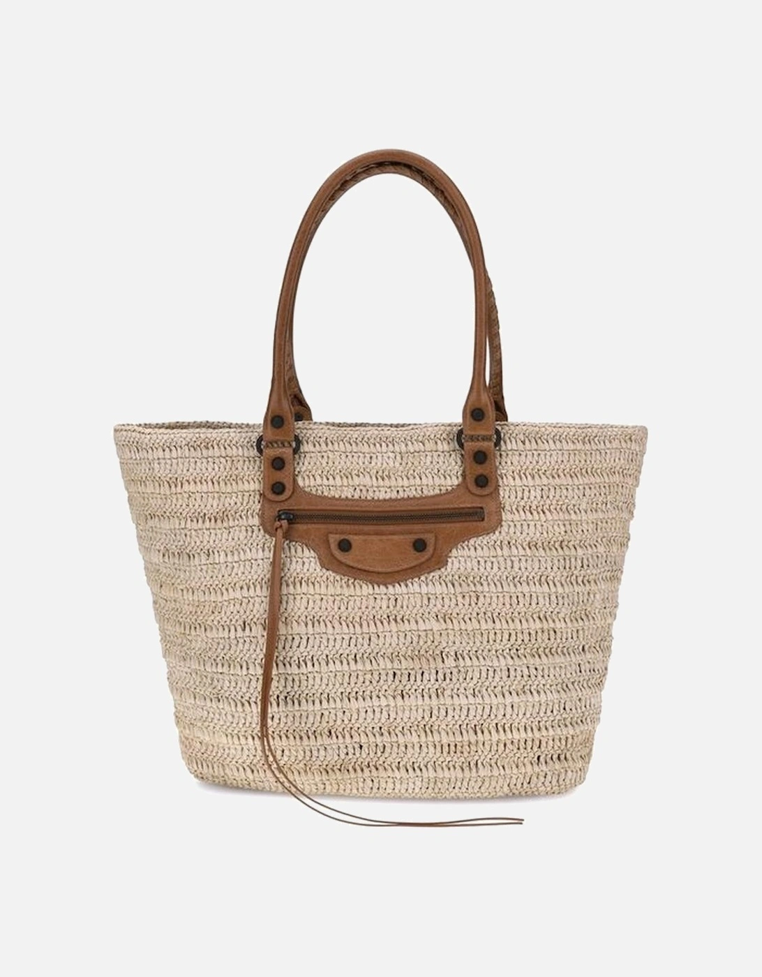 Le City Basket Raffia Shoulder Bag with Leather Details Women - Beige, 5 of 4