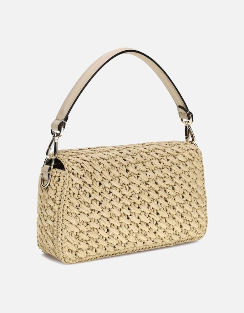 Woven Viscose Fiber Baguette Shoulder Bag Women - Beige