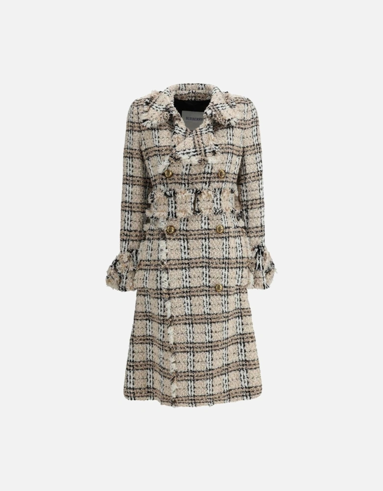 Check Boucle Coat with Equestrian Knight Buttons Women - Multicolor