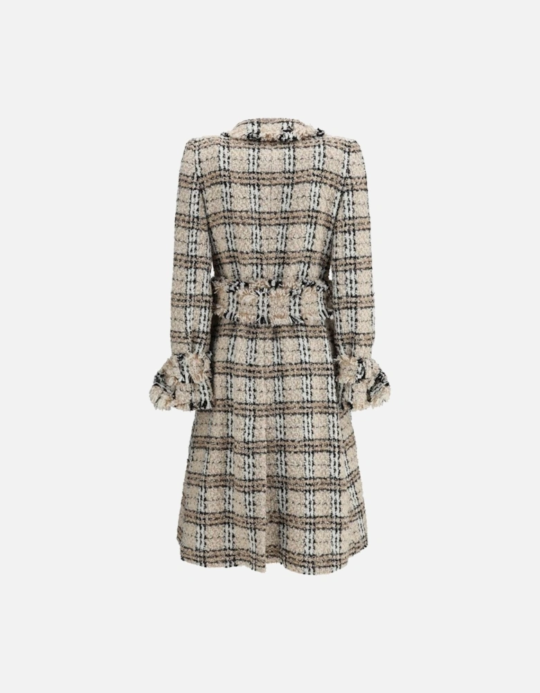 Check Boucle Coat with Equestrian Knight Buttons Women - Multicolor