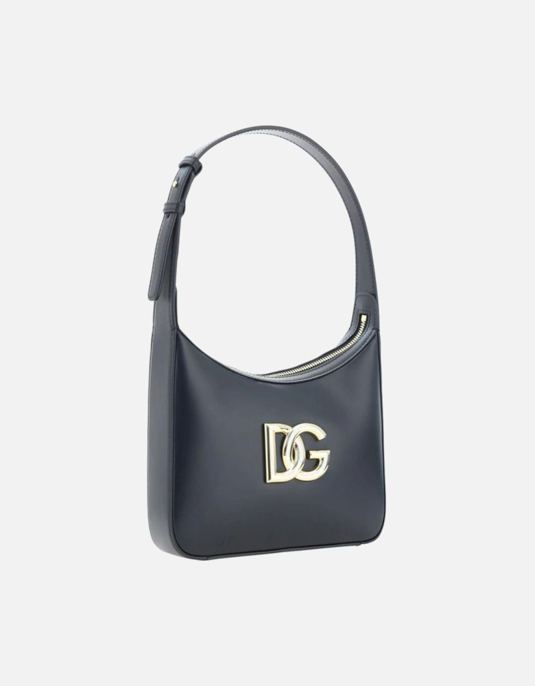 Calfskin Shoulder Bag with Gold-Plated Logo Women - Black