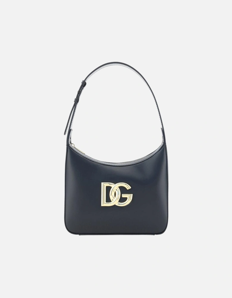 Calfskin Shoulder Bag with Gold-Plated Logo Women - Black