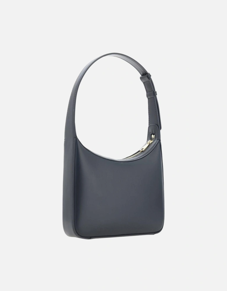 Calfskin Shoulder Bag with Gold-Plated Logo Women - Black