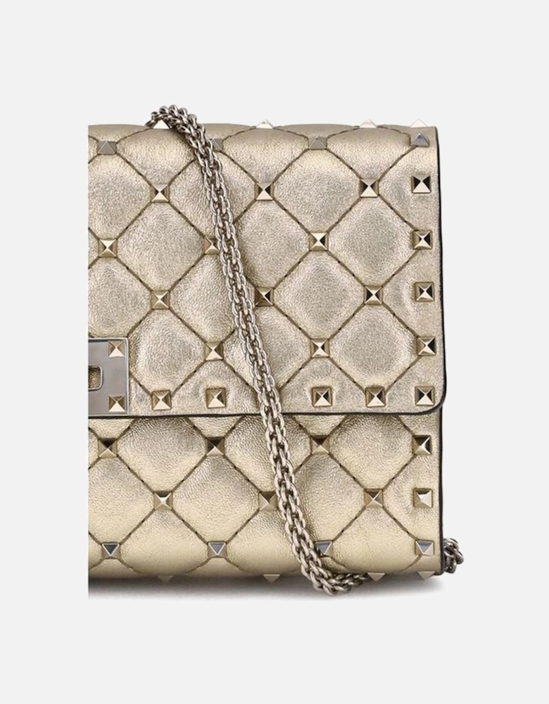Rockstud Spike Quilted Shoulder Bag Women - Gold