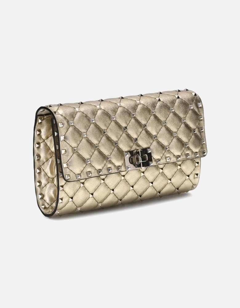 Rockstud Spike Quilted Shoulder Bag Women - Gold