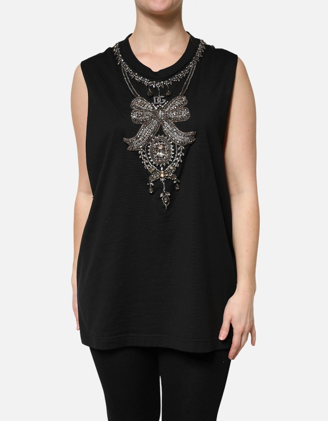 Sleeveless Tank Top with Rhinestone Embellishment Women - Black, 6 of 5