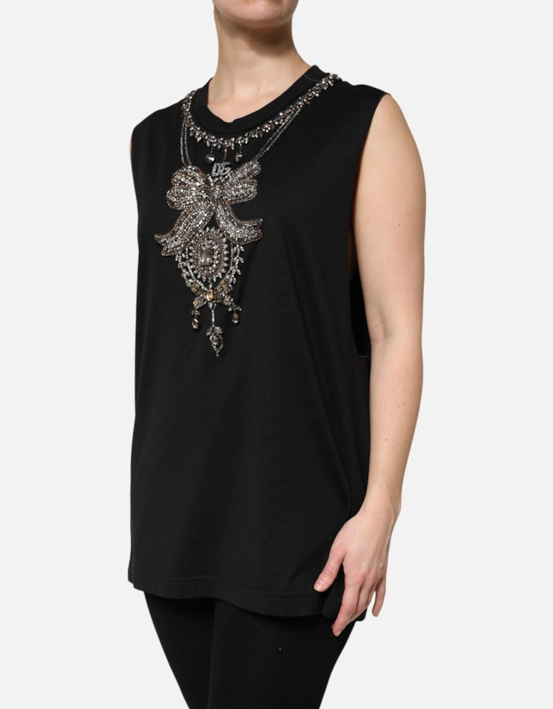 Sleeveless Tank Top with Rhinestone Embellishment Women - Black