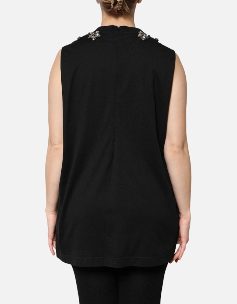 Sleeveless Tank Top with Rhinestone Embellishment Women - Black