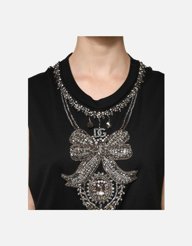 Sleeveless Tank Top with Rhinestone Embellishment Women - Black
