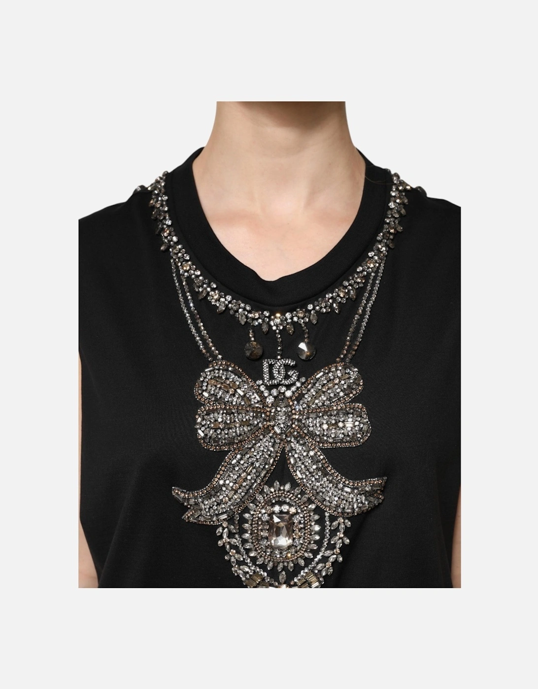 Sleeveless Tank Top with Rhinestone Embellishment Women - Black