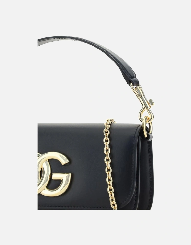 Calfskin Handbag with Removable Chain Strap Women - Black
